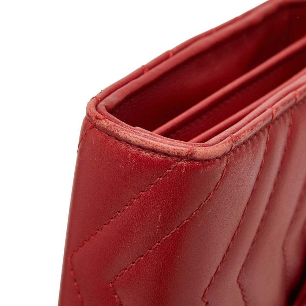 GUCCI Red Leather GG Marmont Shoulder Bag - Picture 5 of 8